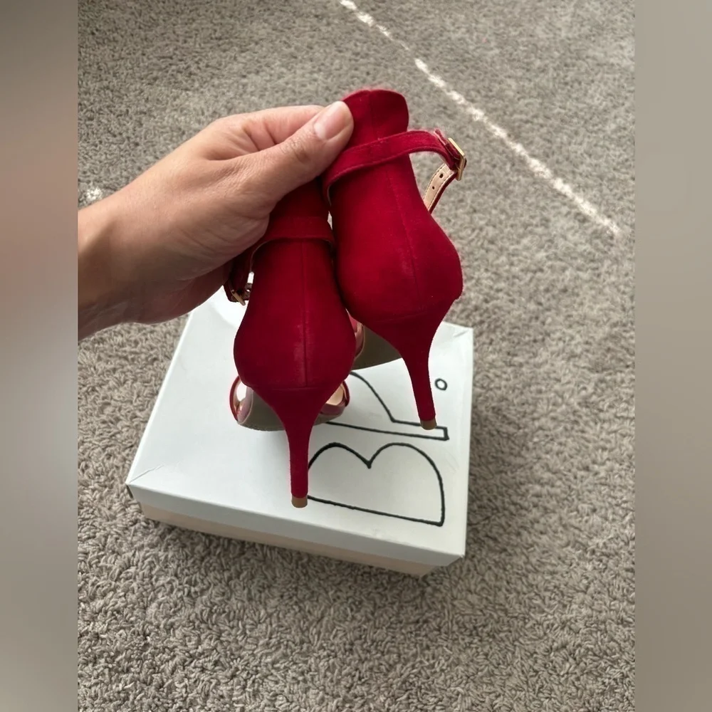 New BP. Red Suede Ankle Strap Heels Size 8